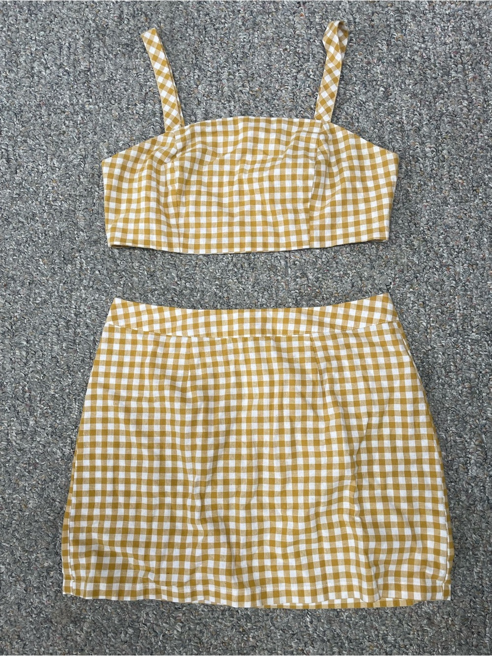 Solemio Yellow and White Gingham Two-Piece Set
